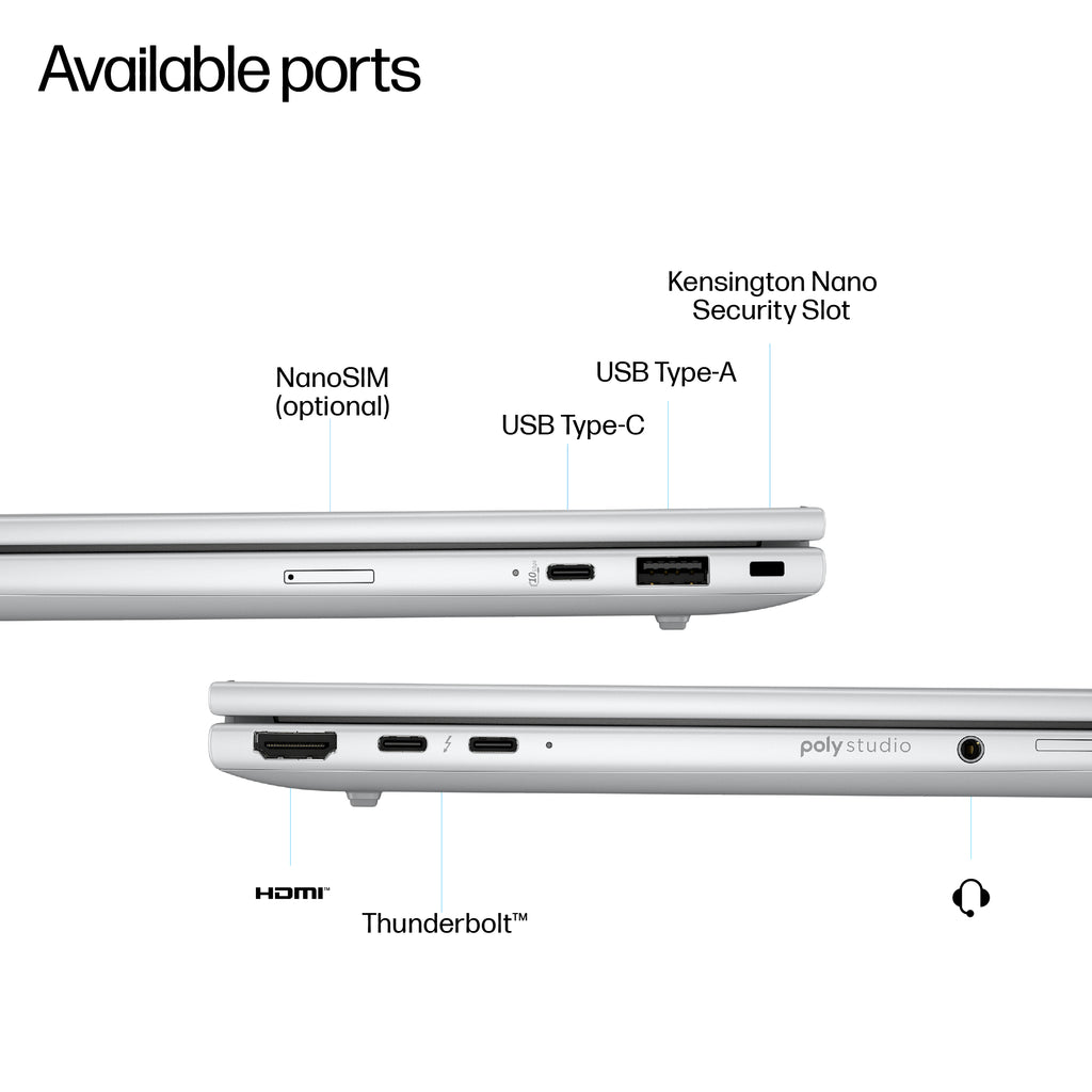 HP EliteBook 8 G1i Next Gen AI PC Wolf Pro Security Edition Copilot+ PC Intel Core Ultra 7 256V Laptop 35.6 cm (14") WUXGA 16 GB LPDDR5x-SDRAM 512 GB SSD Wi-Fi 7 (802.11be) Windows 11 Pro Silver