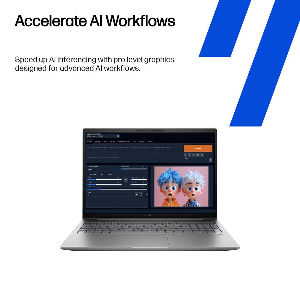 HP Zbook X G1i 16 inch Mobile Workstation PC Wolf Pro Security Edition - Data Science Intel Core Ultra 7 265HX 40.6 cm (16") 2.5K 64 GB DDR5-SDRAM 1 TB SSD NVIDIA RTX PRO 1000 Blackwell Wi-Fi 7 (802.11be) Windows 11 Pro AI Workstation, AI PC Silver