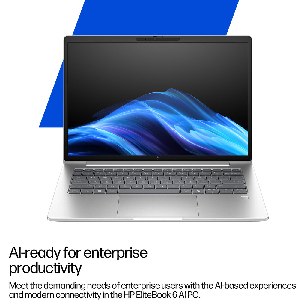 HP EliteBook 6 G1i AI PC Intel Core Ultra 5 225U Laptop 33.8 cm (13.3") WUXGA 24 GB DDR5-SDRAM 512 GB SSD Wi-Fi 6E (802.11ax) Windows 11 Pro Silver HP