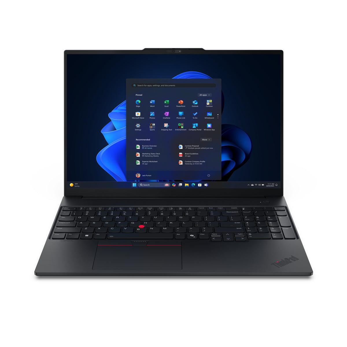 Lenovo ThinkPad E16 Gen 3 (Intel) Copilot+ PC Intel Core Ultra 7 256V Laptop 40.6 cm (16") WUXGA 16 GB LPDDR5x-SDRAM 512 GB SSD Wi-Fi 6E (802.11ax) Windows 11 Pro Black UK English