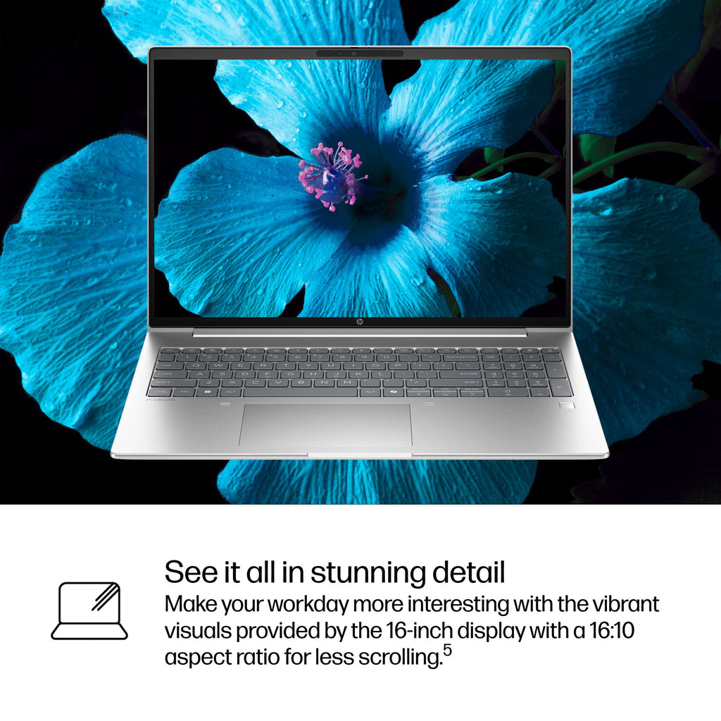 HP ProBook 4 G1i Intel Core Ultra 5 225H Laptop 40.6 cm (16") WUXGA 16 GB DDR5-SDRAM 512 GB SSD Wi-Fi 7 (802.11be) Windows 11 Pro AI PC Silver HP