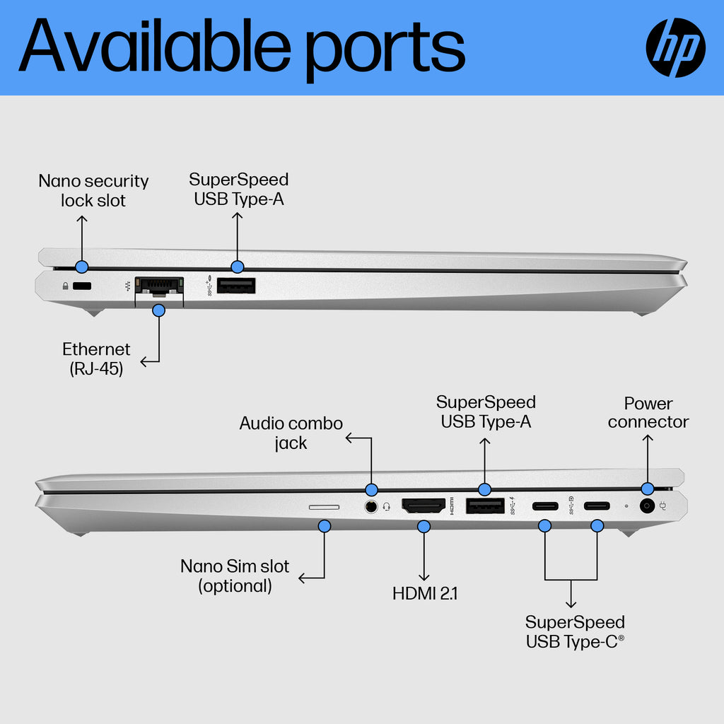 HP ProBook 440 G10 Intel® Core™ i5 i5-1334U Laptop 35.6 cm (14") Full HD 8 GB DDR4-SDRAM 256 GB SSD Wi-Fi 6E (802.11ax) Windows 11 Pro Silver HP